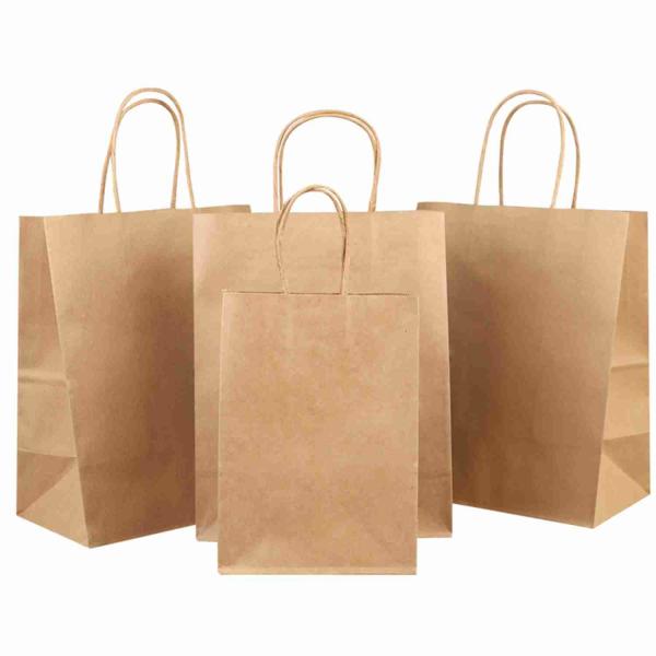 Eco Friendly Takeaway 12x7x17 Paper Bag Brown Kraft Gift Bags