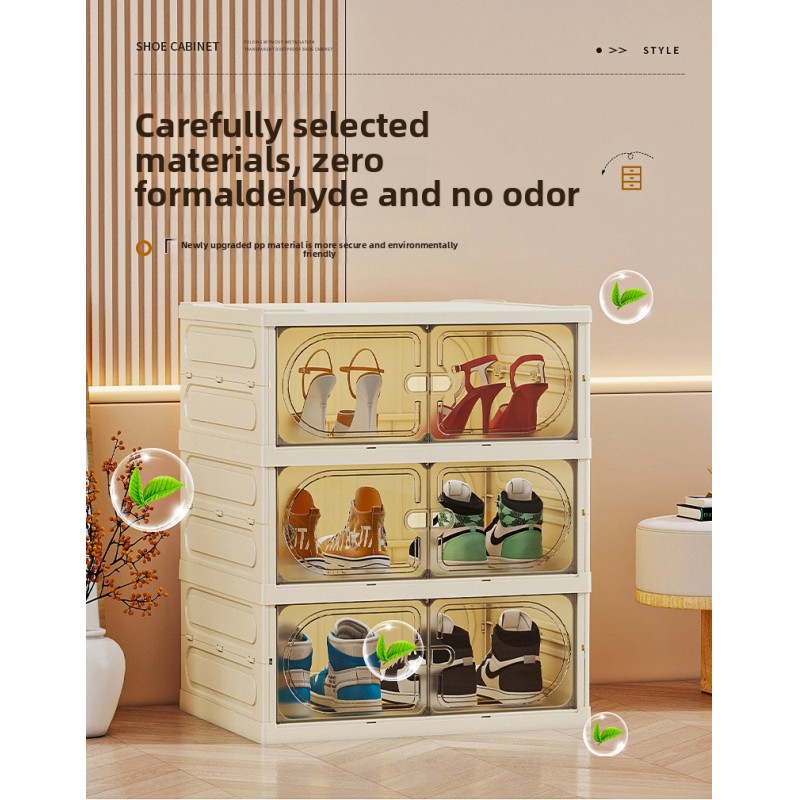 Multifunctional Entryway Shoe Storage Foldable Transparent Acrylic Box Dustproof Minimalist Organizer for Home Clear Shoe Case