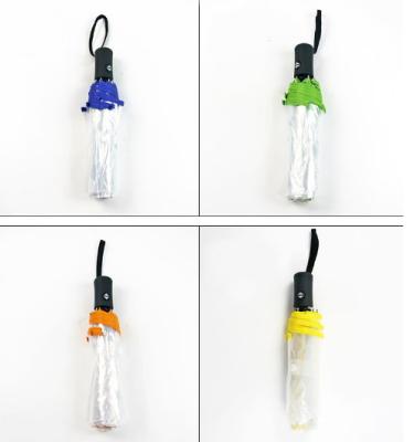 Unisex 3 Fold Auto Open Plastic See Through Umbrellas With Case , Plastic Handle