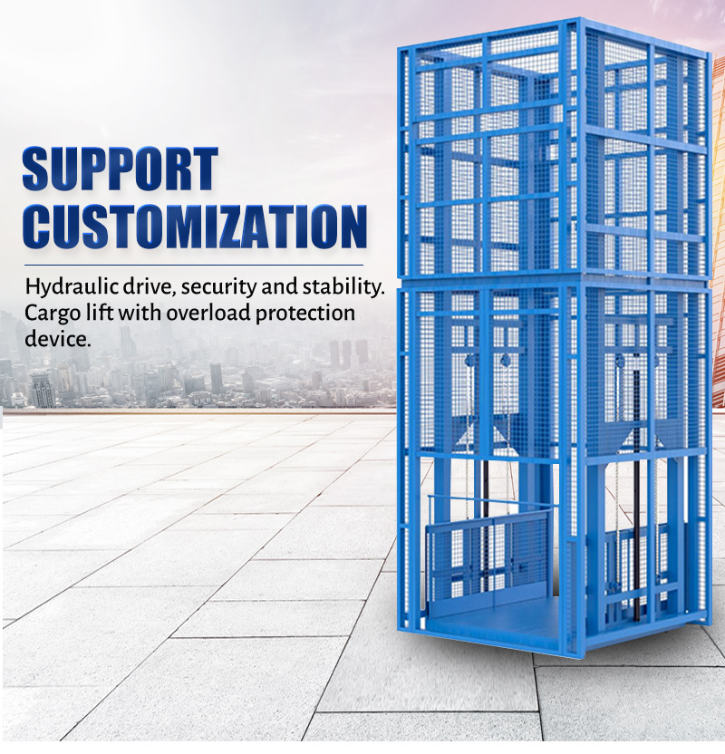 Electric Cargo Lift Hydraulic Caged Freight Elevator Warehouse Goods Vertical Handling