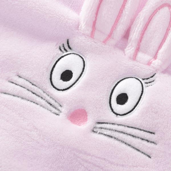 Polyester Breathable Soft Newborn Blanket Rabbit Embroidery Pink Fluffy Throw Blanket