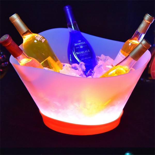 Custom Logo Ice Bucket 12L Lighting Party Clear Beer Champagne LED Wine Bottle Cooler