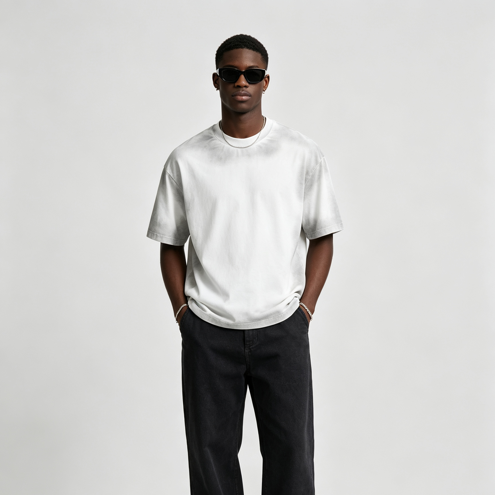 310GSM Basic Crew Neck Tee 100% Cotton Oversized Drop Shoulder T Shirt Heavyweight