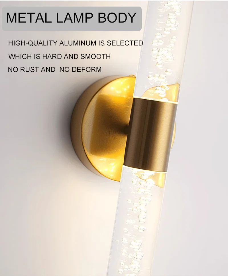 Luxury Wall Lamp Bedside Background Lamp Home Decoration Modern Led strip Crystal mirror headlights(WH-MR-84)