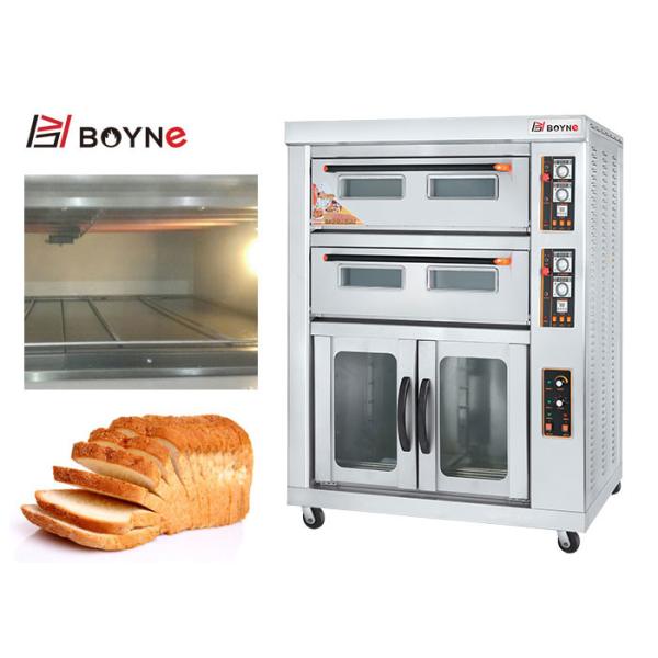 Commercial Bakery Kitchen Equipment Stainless Steel Two Deck Four Trays Gas Oven With Proofer