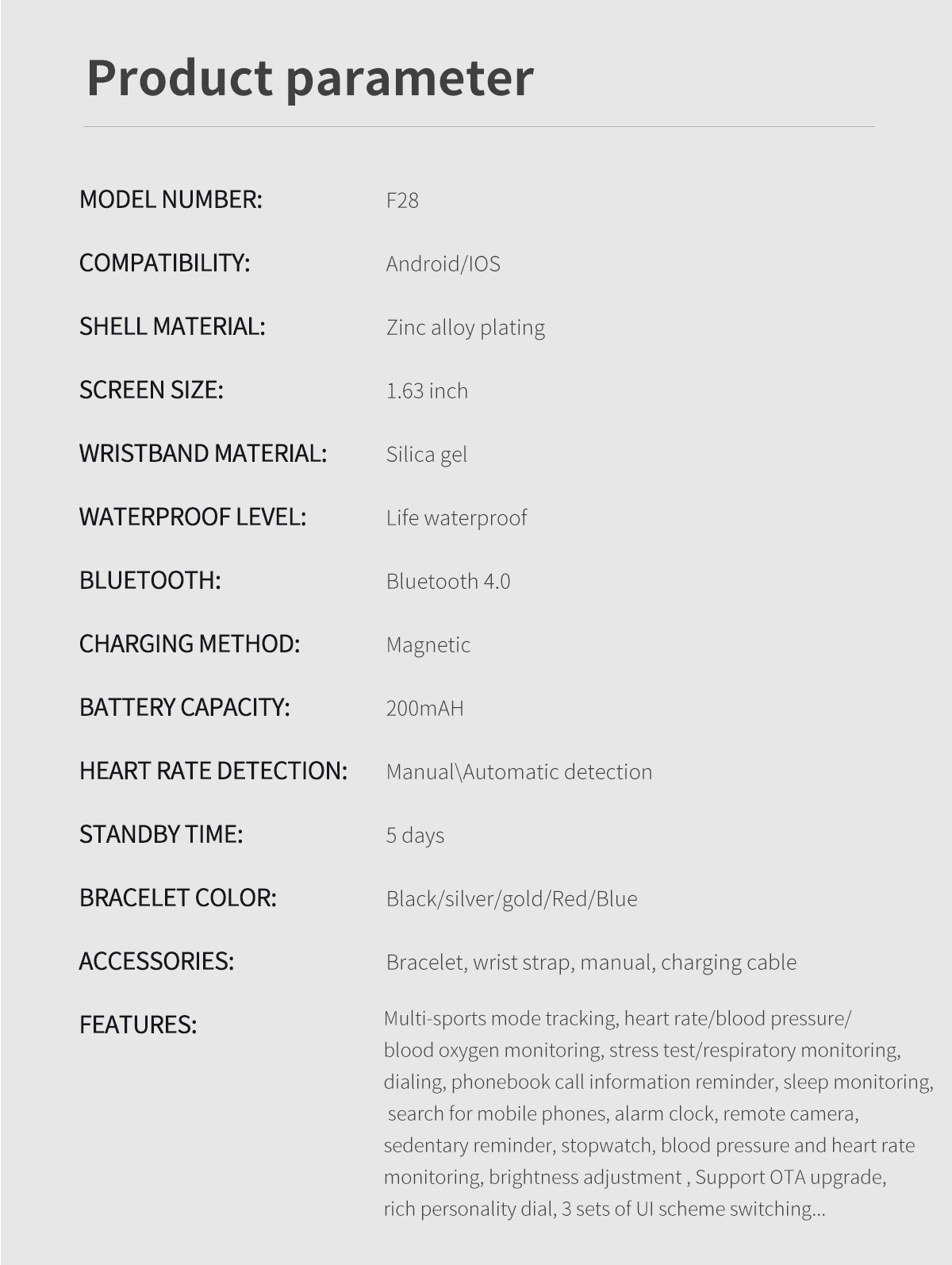 Bluetooth Smartwatch F18 F20 F2 F28 FK78 Inteligente вызывать