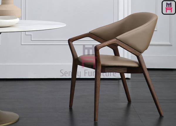 H81cm Ash Wood Restaurant Chairs Artisanal Fabrication With Armrests