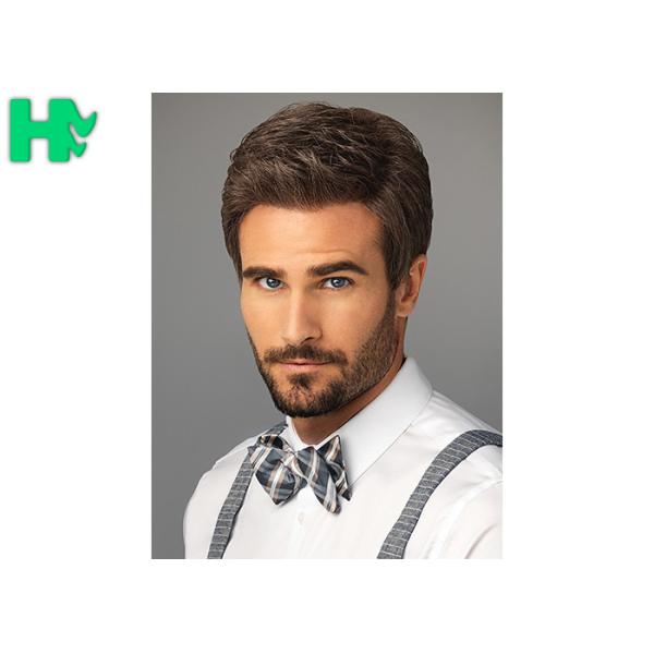 Bright Silky Straight Men Hair Wig With Normal Lace Cap Construction