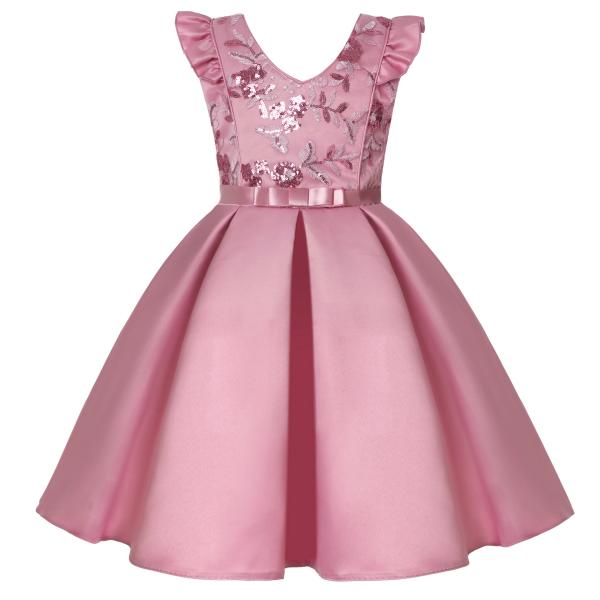 Little Flying Sleeve Summer Children'S Clothing Sequin Dress Festive Party