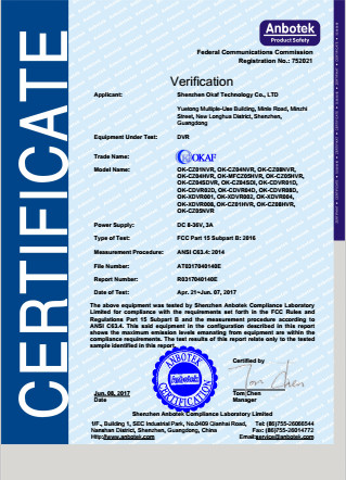 Shenzhen Okaf Technology Co., Ltd. Сертификации