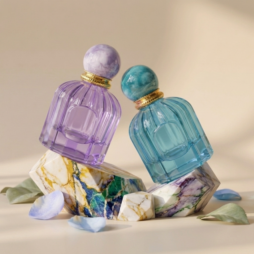Empty Perfume Bottles 100ml Ribbed Glass Cylinder Spray Ball Round Cap