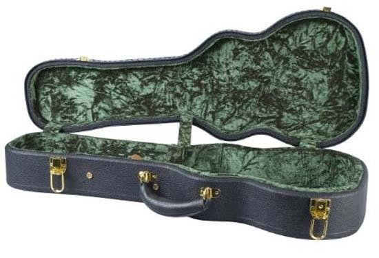 Wood Ukulele Hard Case Grenn Velvet Padding Interior With PVC Leather Exterior