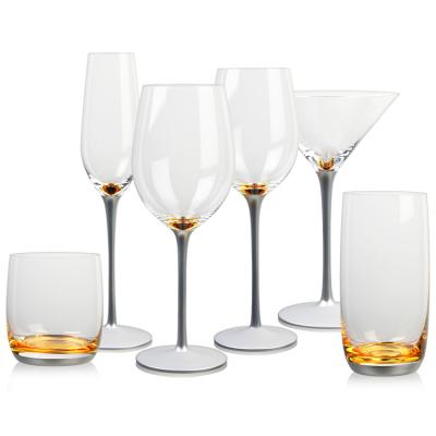 6pcs Festive Glass Christmas Champagne Flute Electronic Color Spray Wine Glass Set