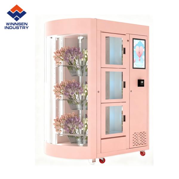 Automatic Fresh Flower Vending Machine with 12mm Insulation Material R134a Refrigerant and Multi-lingual Software UI