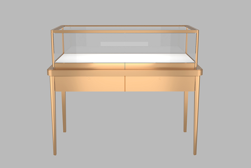 Lightweight Freestanding Jewelry Showcase Display Gold Dustproof Countertop