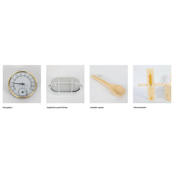Sauna Accessories Kit Pail Wooden Bucket Dipper Lamp Traditional Pocket Timer with Thermometer Water Scoop Hourglass Spa Home Sauna Kit