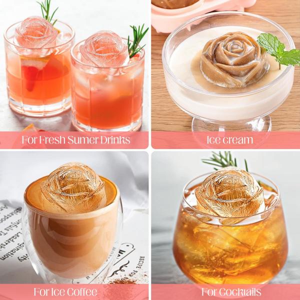 Silicone Rose Ice Cube Molds For Cocktails Whiskey XL Rose Flower Ice Cube Chocolate Soap Tray Mold Silicone Party Maker