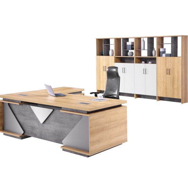 Commercial Office Furniture ,Office Executive Desk With Filing Cabinet And HPL