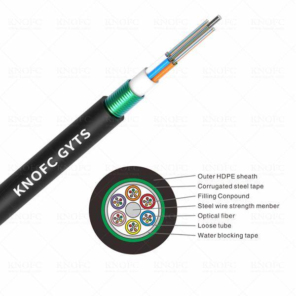 Single Mode Outdoor Armored Fiber Optic Cable GYTS 24 Core G652D