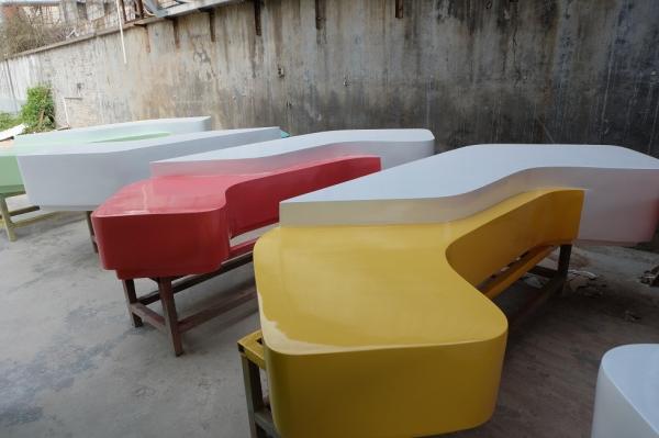 Hotel mall deco  square shape multi-color  fiberglass chair statue as functional furniture