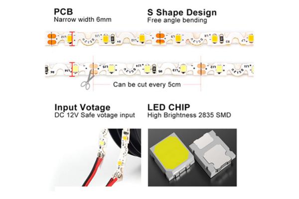 SMD 2835 Ulter Bright Flexible LED Strip Light DC12V 5M 300 Led Non waterproof