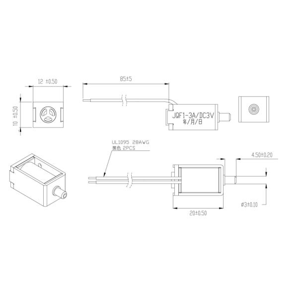 Электрический соленоид с обычно закрытым воздушным клапаном Mini One Two Way DC 3V 300mmHg Давление