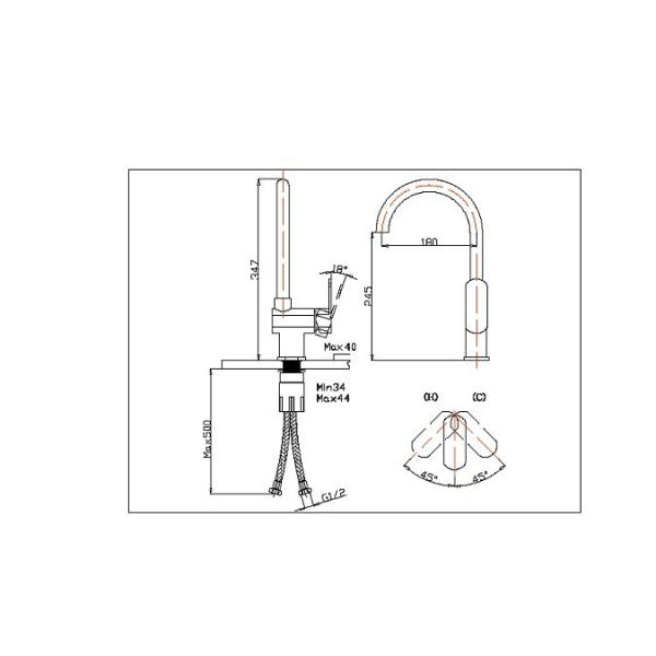 Deck Mounted Kitchen Sink Water Faucet Brass