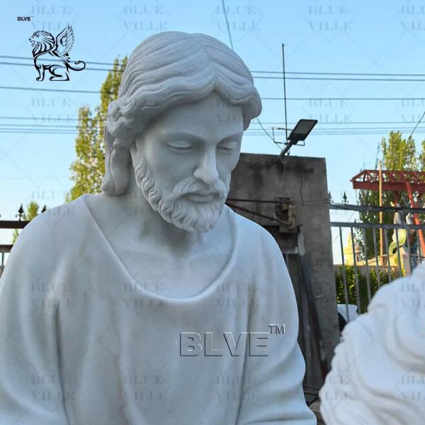 Marble Jesus Washing His Disciple'S Feet Sculpture Life Size White Marble Jesus Washing Feet Statue Religious