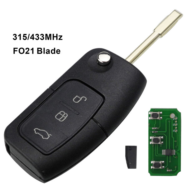 3 Buttons 433 mhz ID60/4D60 Chip Folding Flip Fob Remote Car Key For Ford Focus Mondeo Fiesta