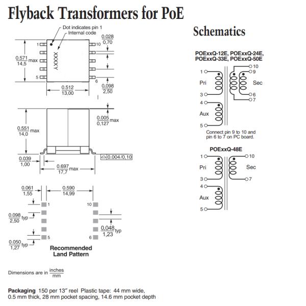 POE51Q-50ED начатое для конвертеров силы до 51 PD Flyback DC/DC PoE w