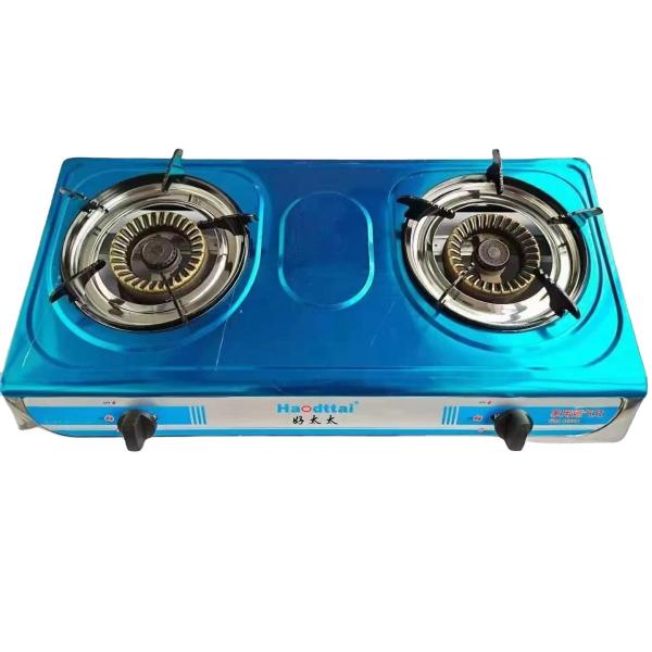 Home Kitchen Table Gas Stove Iron Burner Gas Cooking Stove 2 Burner with Brass Nozzle