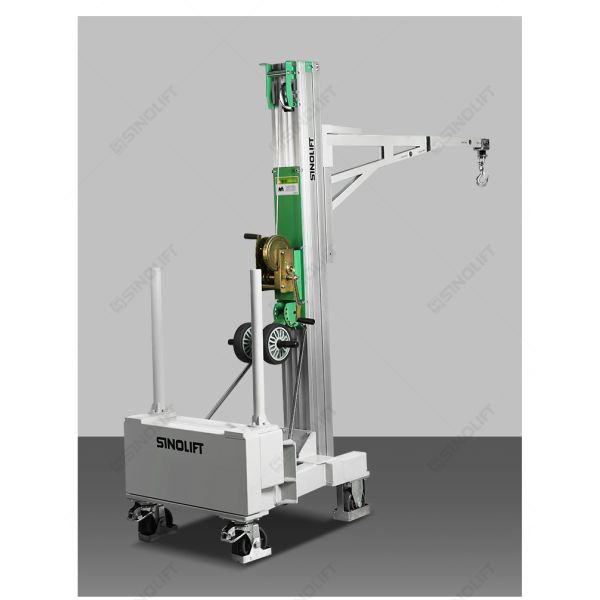 BS01 Balanced Counterweight Manual Hand Winch Crane 150kg, Mobile Floor Crane with Counterweight & Swivel Hook, for Warehouse Workshop Construction