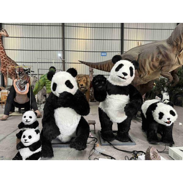 Lifelike Realistic Animatronic Animals Panda Family For Theme Park