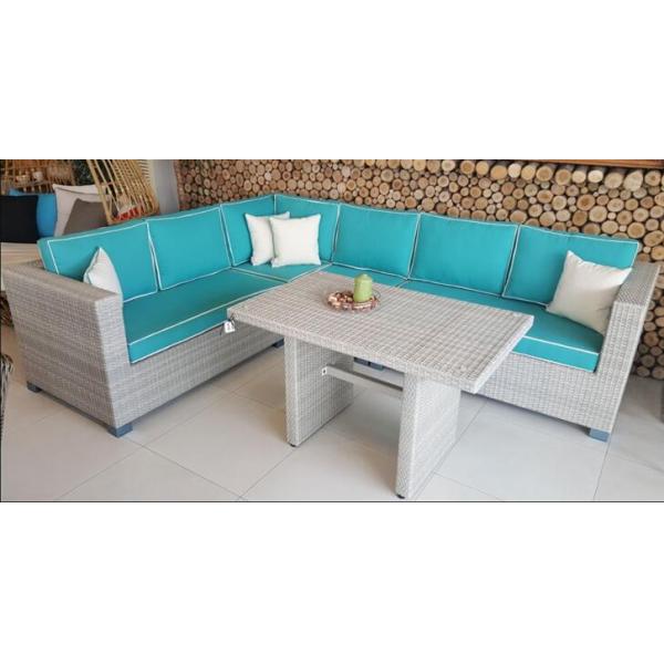 Outdoor Rattan Corner Sofa Set L Shape Cushion Covered In Aluminium Frame Nice Price