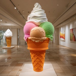 Ice Cream Fiberglass Resin Sculpture Cute Decorative Art for Dessert Shop