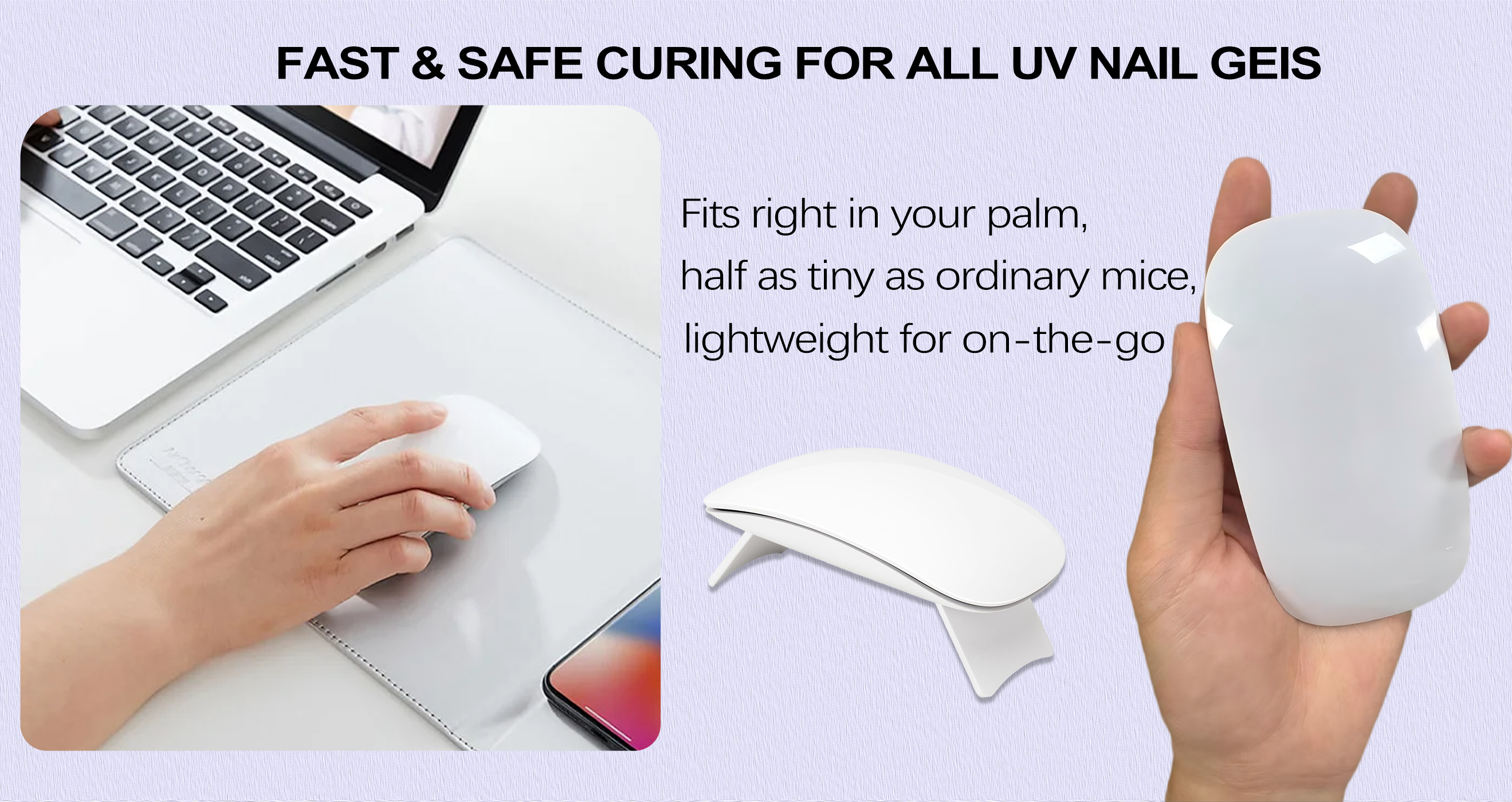 6W LED UV Nail Lamp Mini USB Nail Dryer with Touch Sensor for Manicure and Salon