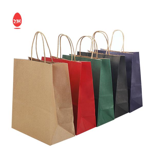3x8.5 Inches Gift Packing Bags SGS  Clothing Packing Kraft  Paper Bag With Handle