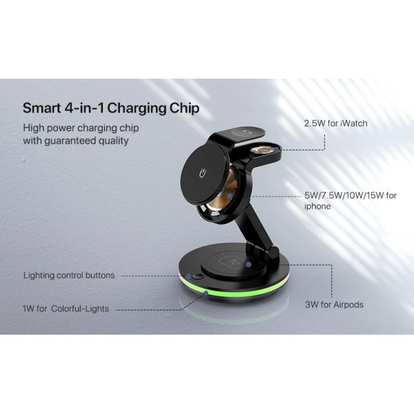 Safety Features Overheat Protection Magnetic Wireless Charger 15W Type-C Input Interface