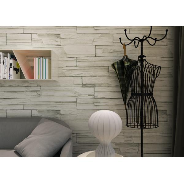 Green Color 3D Brick Effect Wallpaper for Household , PVC Brick Effect Wall Coverings