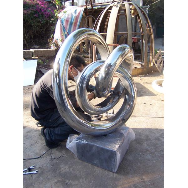 Circle Mirror Metal Modern Indoor Sculptures Abstract Stainless Steel