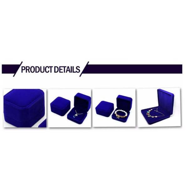 Blue Flocked Jewelry Velvet Box Bracelet / Ring Glossy Varnishing Gift Boxes