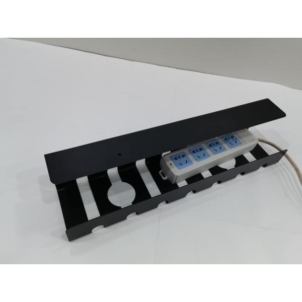 Estante de almacenamiento de alambre ajustable de 3 agujeros de nivel único negro oval para eficiencia bajo la mesa