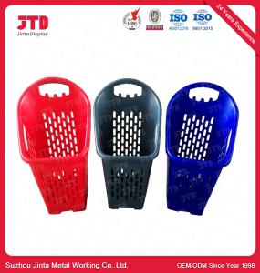 Panier à provisions en plastique de dévoilement avec la couleur rouge des roues