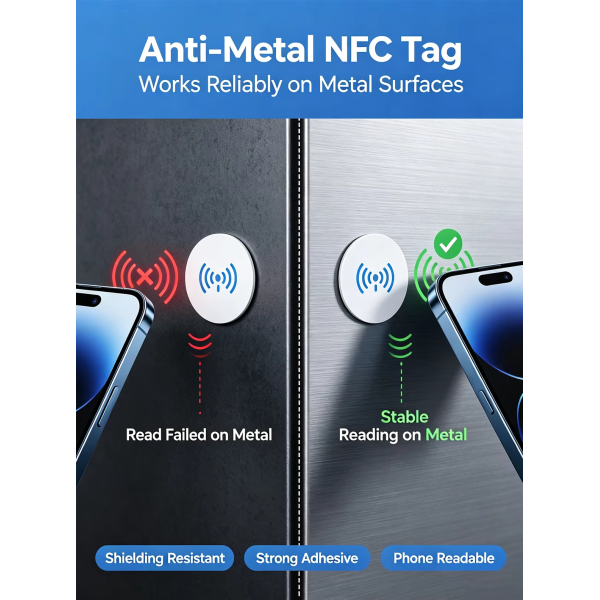 Anti-Metal NFC Tag Sticker Custom Print Waterproof 13.56MHz RFID Label Rewritable Smart Tag For Metal Surface Asset Tracking
