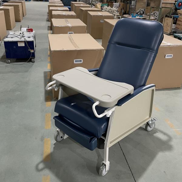 Manual Reclining Medical Chair For Seniors With Tray Table Heavy-Duty, Full-Body Recline For Elderly