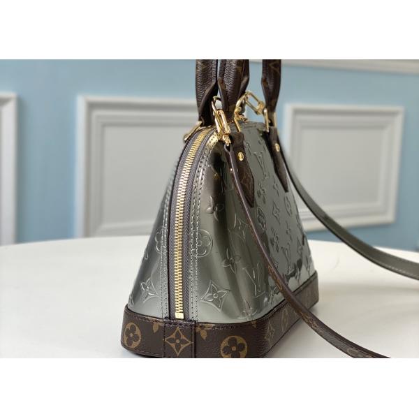 Sliver Shell Vernis Leather Womens Luxury Handbag Zipper Open