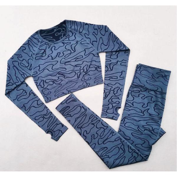 Camo Printing Long Sleeve Crop Top And Legging SGS Seamless Workout Sets For Women