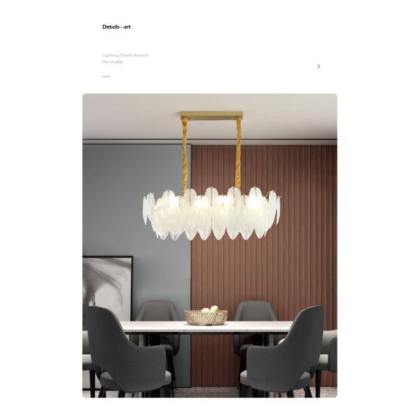 Modern Simple Pearl Feather Glass Chandelier Luxury Living Room Lamp Bedroom Dining Room White Chandelier(WHCY-253)