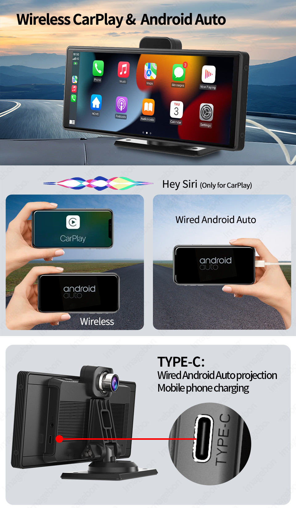 4K Android Auto ADAS WiFi Dash Cam AUX FM GPS 10,26