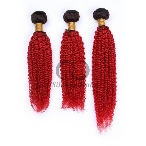 #T1B/Red Kinky Curly Remy Human Hair Bundles Sew In Weave Bundles Brazilian Bundle Deals